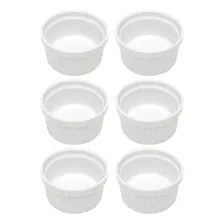 Kit 6 Ramequins Canelado 50ml Porcelana Classic Branco Lyor Foto mini 1