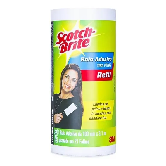 Kit 6 Refil P Tira Pelo Rolo Adesivo Scotch Brite 100x3,1 3m Cor Branco Foto 1