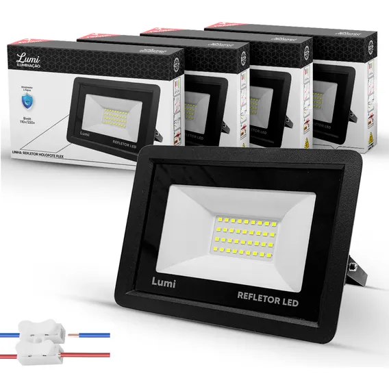 Kit 6 Refletor Super Led 100w Luminario Holofote Prova D'água Branco Frio 6500k Foto 1