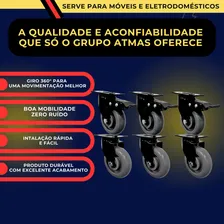 Kit 6 Rodinhas 4 Polegada Reforçado Suporta Até 1200kg RodÃzio Giratório Com Freio E Sem Freio Rodas Cinza Atmas RodÃzios Foto mini 2