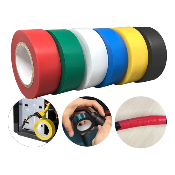 Kit 6 Rolos Fita Isolante Colorida Pvc Antichama 10m Adesiva Foto 1