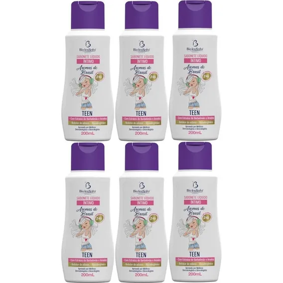 Kit 6 Sabonete Líquido Íntimo Teen 200ml Bio Instinto Foto 1