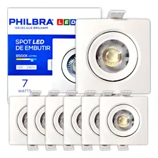 Kit 6 Spot Embutir Direcionável Led 7w Quadrado Branca Frio Foto  mini 1