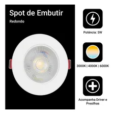 Kit 6 Spot Led 5w Dicroica Direcionavel Redondo Frio Cor Branco frio 110V/220V Foto mini 4