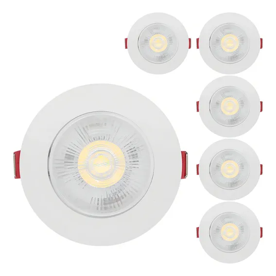 Kit 6 Spot Led 5w Dicroica Direcionavel Redondo Frio Cor Branco frio 110V/220V Foto 1