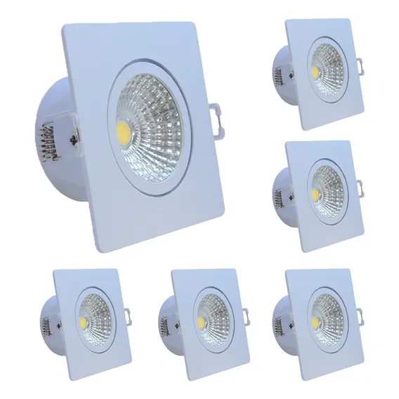 Kit 6 Spot Led Embutir 5w Quadrado Direcionável 3000k Avant 110v/220v Foto 1
