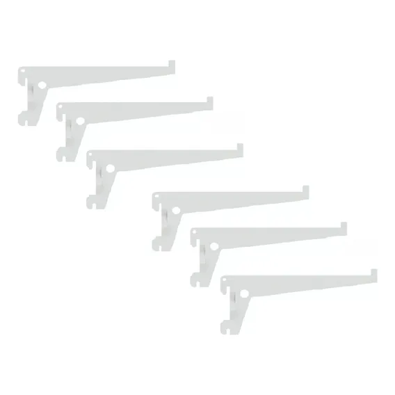 Kit 6 Suporte Prateleira 25cm Pra Trilho Cremalheira Branco Foto 1