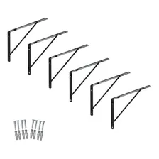 Kit 6 Suporte Prateleira Mão Francesa 15 Cm Ferro Cantoneira Cor Preto Foto mini 1