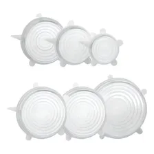 Kit 6 Tampas Panela Silicone Reutilizável Universal Elástica Foto mini 1