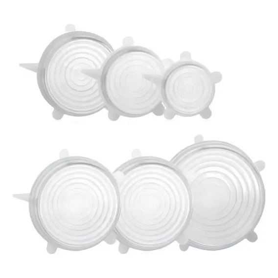Kit 6 Tampas Panela Silicone Reutilizável Universal Elástica Foto 1