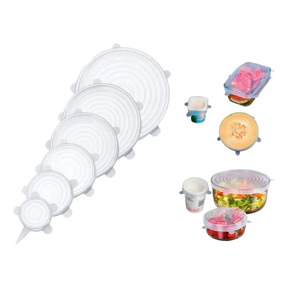 Kit 6 Tampas Silicone FlexĂvel Lavável Universal Cozinha Foto 1
