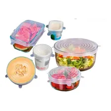 Kit 6 Tampas Silicone FlexĂvel Lavável Universal Cozinha Foto mini 4