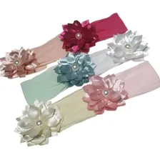 Kit 6 Tiara De BebĂȘ Faixa De Seda Flor Delicada Love Cor Kit Com 6 Foto mini 3