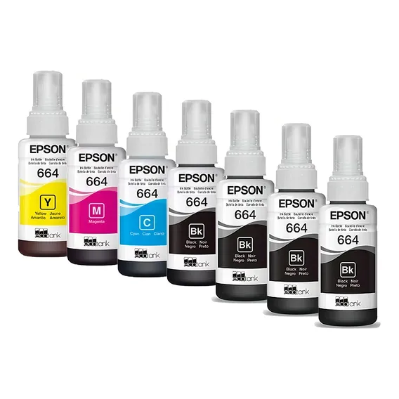 Kit 6 Tintas Epson 664 - L365 L375 L380 L395 L396 L455 Tinta Colorido Foto 1