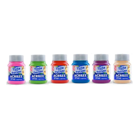 Kit 6 Tintas Para Tecido Acrilex 37ml Foto 1