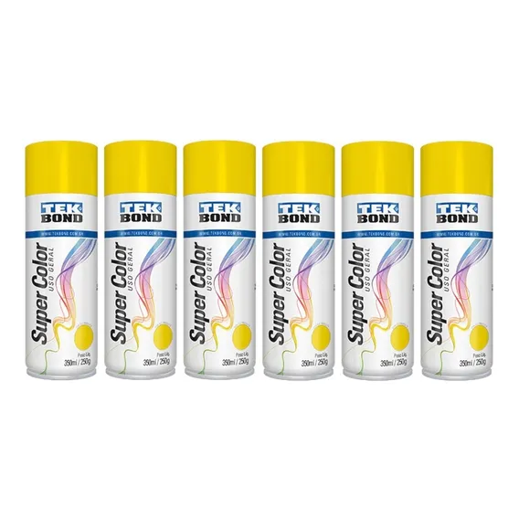 Kit 6 Tintas Spray Amarelo Tekbond Foto 1
