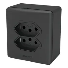 Kit 6 Tomada Dupla 20a Sobrepor Externo Sistema X Preto Foto mini  2