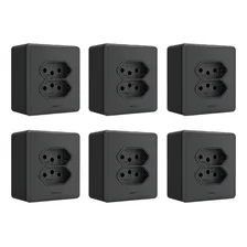 Kit 6 Tomada Dupla 20a Sobrepor Externo Sistema X Preto Foto  mini 1