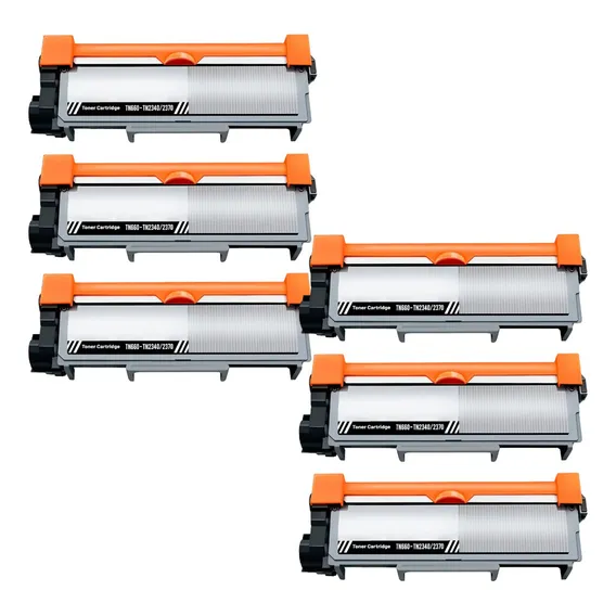 Kit 6 Toner CompatÃvel com Tn2340 Tn2370 Hl-L2300 Dcp-l2540dw Tinta Cor Preto Foto 1