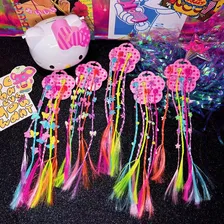 Kit 6 Trancas Colorida Aplique De Cabelo Com Mini Piranha Cor Laço Foto mini 4