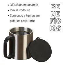 Kit 6 Unidades Caneca De Inox Com Tampa De Plástico ARN cor cinza 180 Foto mini 4
