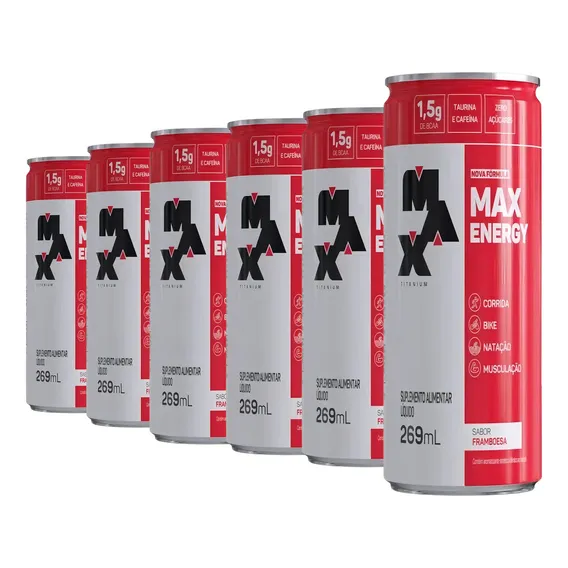 Kit 6 Unidades Max Energy 269ml Framboesa Max Titanium Foto 1