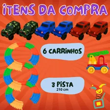 Kit 6 X Carrinhos Pista Trilha Maluca Com 168 Bloquinhos Tanho 2.10 Metros De Pista Brinquedo Infantil Pista De Corrida Atmas Foto mini  3