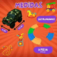 Kit 6 X Carrinhos Pista Trilha Maluca Com 168 Bloquinhos Tanho 2.10 Metros De Pista Brinquedo Infantil Pista De Corrida Atmas Foto mini 4