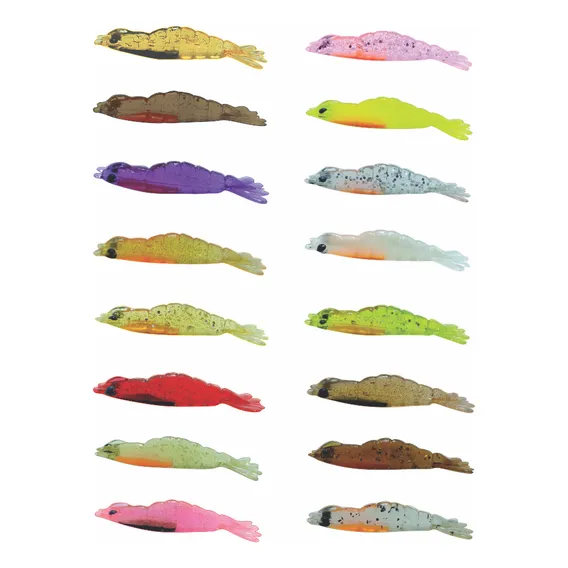 Kit 60 Camarões Artificiais + 10 Jigs Cor Variadas Foto 1