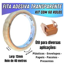Kit 60 Rolos Fita Adesiva Durex Fino Transparente Atacado Foto mini  3