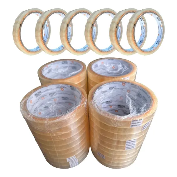 Kit 60 Rolos Fita Adesiva Durex Fino Transparente Atacado Foto 1