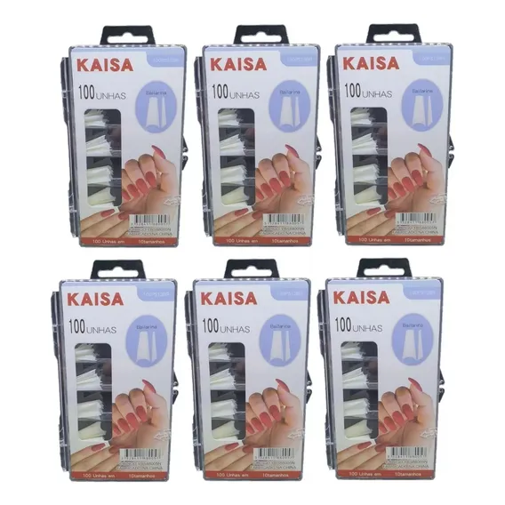 Kit 600 Tips Bailarina C/ Degrau Caixa 100 Unhas Plástico Cor Natural Foto 1