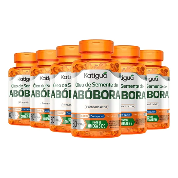 Kit 6x Óleo de semente de abobora 1000mg 60 capsulas Katigua Foto 1