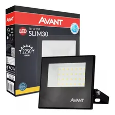 Kit 6x Refletor Holofote Slim Led 30w Avant Branco Quente Carcaça Preto Luz Branco-quente 110v/220v Foto  mini 1