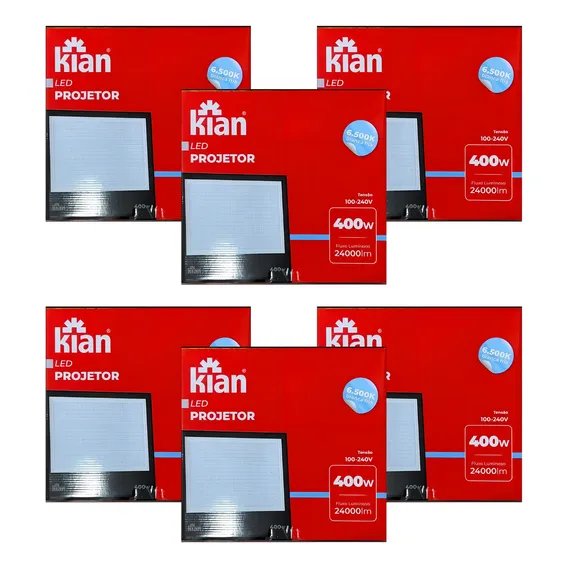 Kit 6x Refletor Kian 400w 6500k Branco Frio Bivolt Ip65 Foto 1