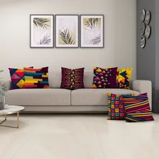 Kit 7 Capas De Almofada Geométrico 40cm Decoração Sala Pastilhas Foto mini 2