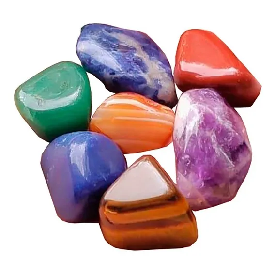 Kit 7 Chakras Pedra Rolada Natural EquilÃbrio Energia Reiki Foto 1