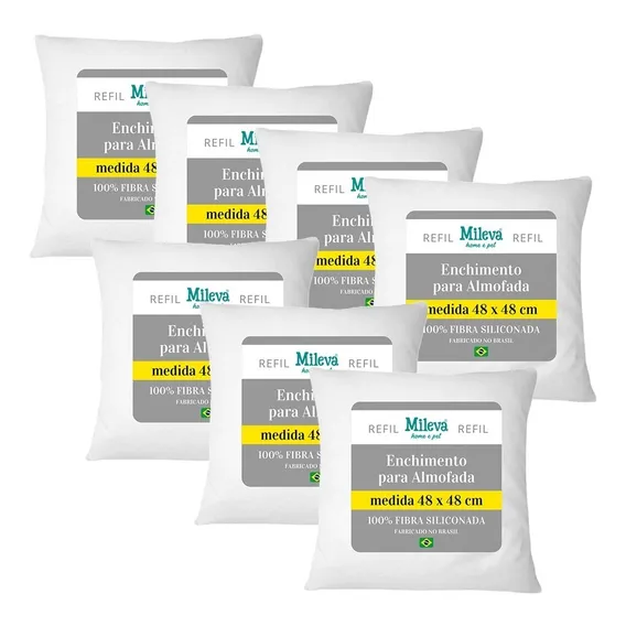 Kit 7 Enchimento Almofada Refil 48x48 Fibra Siliconada Pura Cor Branco Foto 1