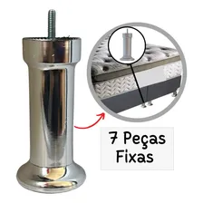Kit 7 Pés Para Cama Box Ou Baú Casal Cromado - Fixos Foto mini 2
