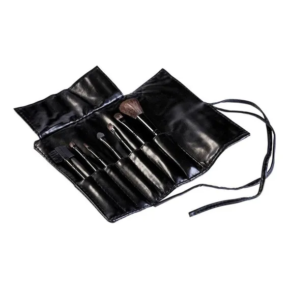 Kit 7 Pincéis Preto Para Maquiagem Com Estojo Cerdas Macias Foto 1