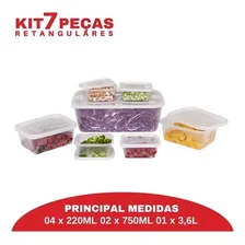 Kit 7 Potes Plásticos 220ml 750ml E 3,6l Para Mantimentos Foto mini 2