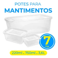 Kit 7 Potes Plásticos 220ml 750ml E 3,6l Para Mantimentos Foto mini 3