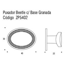 Kit 7 Puxador Beetle Com Base Granada Dourado Fosco Zen Foto mini 4