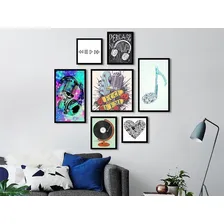 Kit 7 Quadrinhos Decorativos Arte Amor Música Foto mini  2