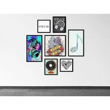 Kit 7 Quadrinhos Decorativos Arte Amor Música Foto mini 4