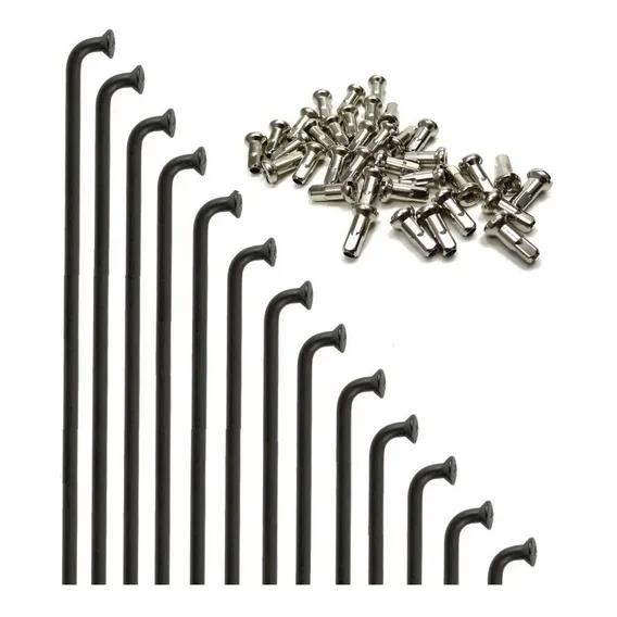 Kit 72 Raio Para Bike Aro 26 Preto Aço Com Niples Mtb Aero Foto 1