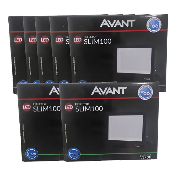 Kit 7x Refletor Slim Avant 100w Luz Cor Verde Bivolt Foto 1
