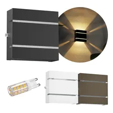 Kit 8 Arandela 2 Focos E Frisos Externa + Led G9 5w Mf103 Estrutura Marrom Foto  mini 1