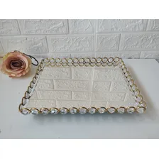 Kit 8 Bandejas + Espelhos ( Imediato) Cor Dourado Com Pedras Foto mini 4