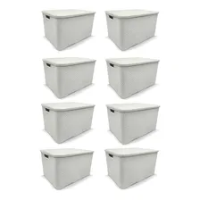 Kit 8 Caixas Organizadoras Rattan 20 Litros Branco Arqplast Foto mini 1